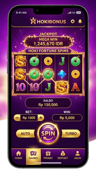 Layar utama hokibonus — antarmuka bersih setelah instalasi